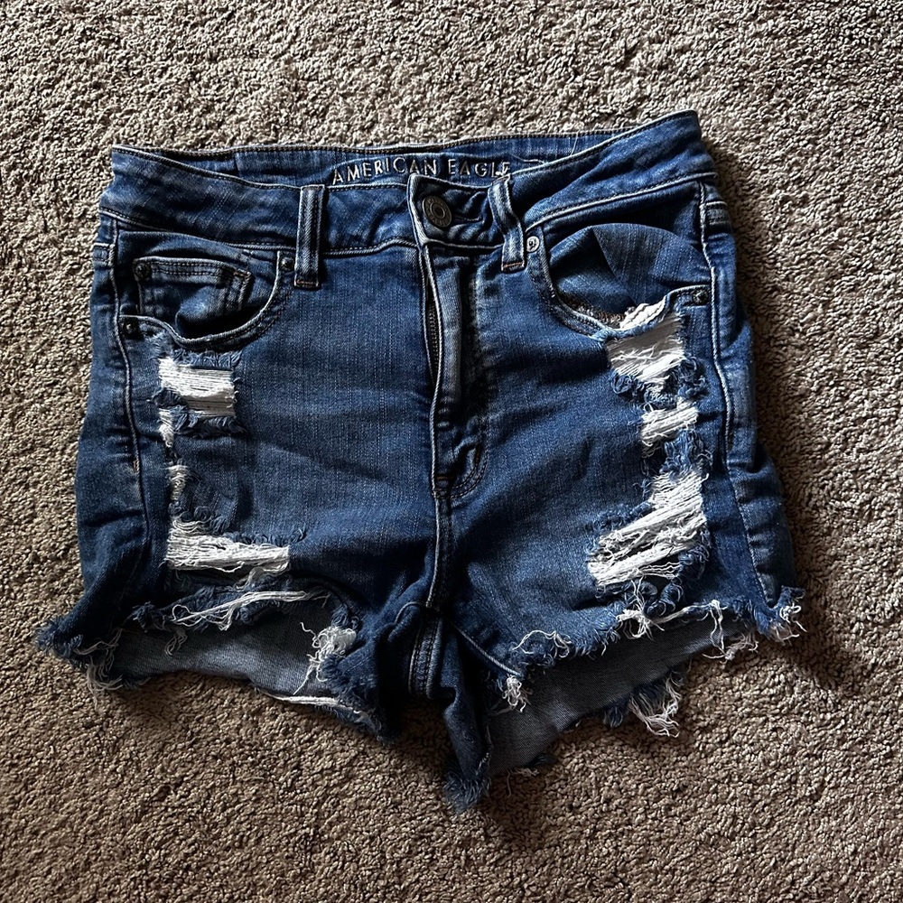 American Eagle Outfitters Women's Distressed Blue Shorts